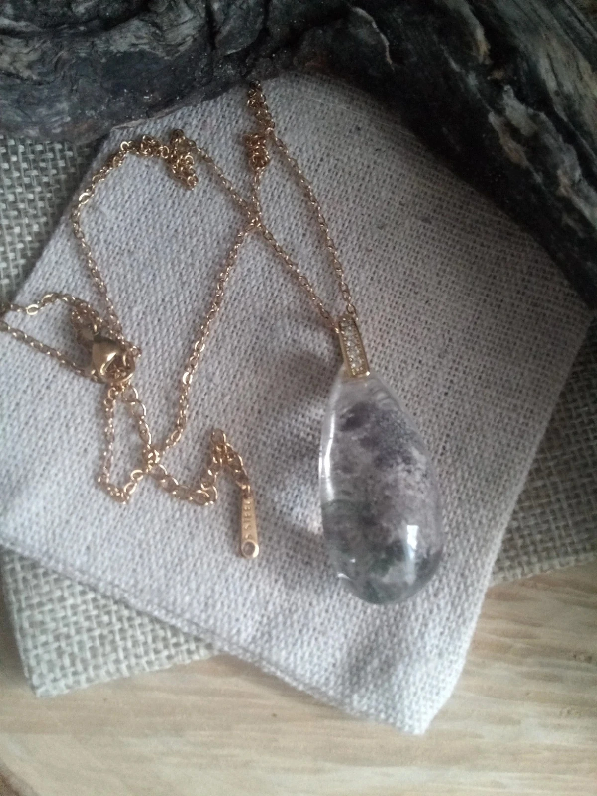 Collar colgante de piedra ágata esponja gota – photo 2